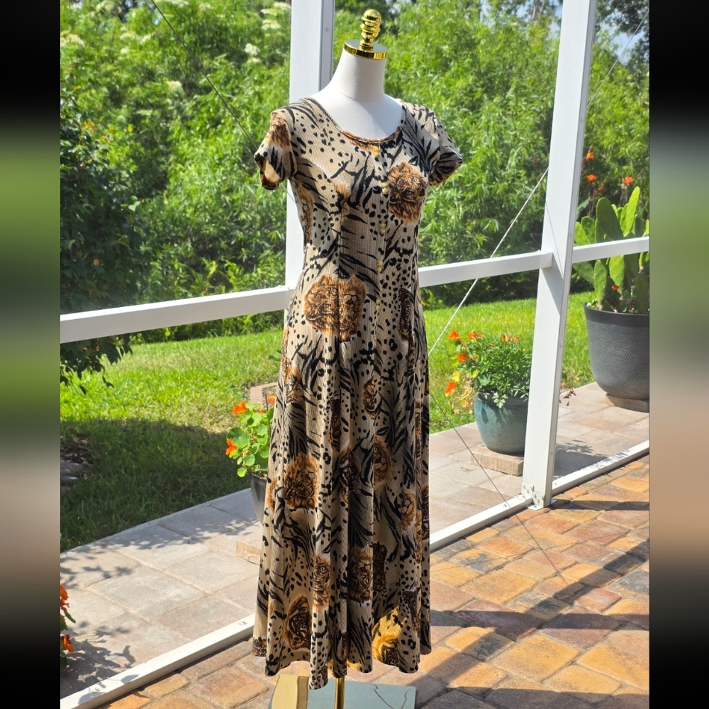 BOHO-CHIC Tulum Ready ANIMAL PRINT MAXI | Vintage Lux Resort Wear Dress …